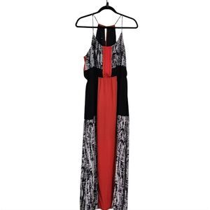 Maurices red white black color block maxi summer dress L